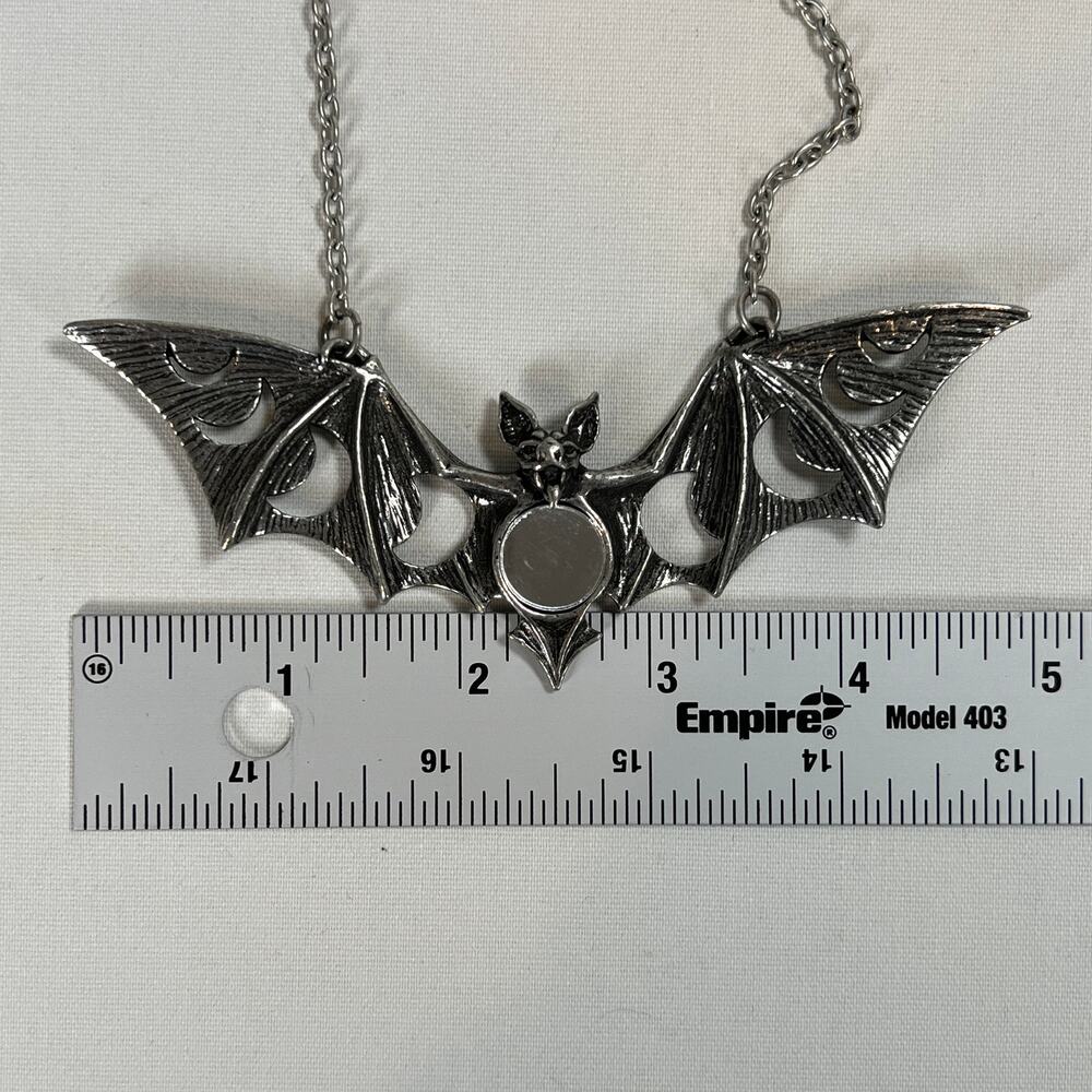 Alchemy Gothic Lunaeca Bat Moon Phase Necklace Mirror Vampire Goth Witchy - Picture 4 of 6
